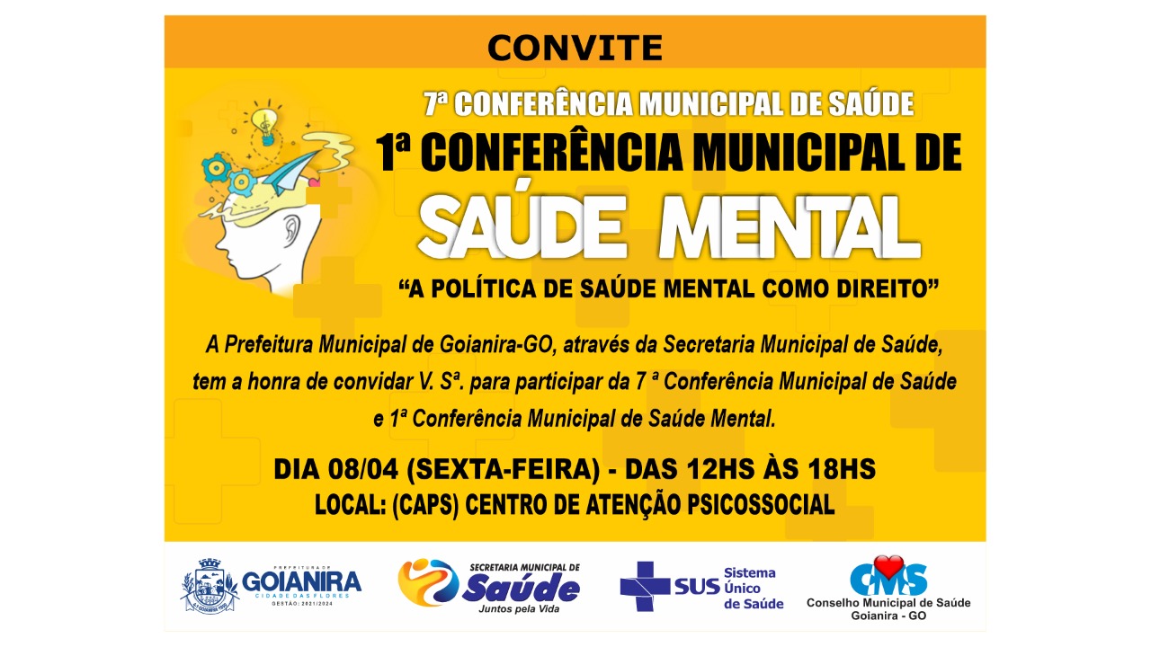 Secretaria Municipal de Saúde convida população para participar da 1ª Conferência de Saúde Mental